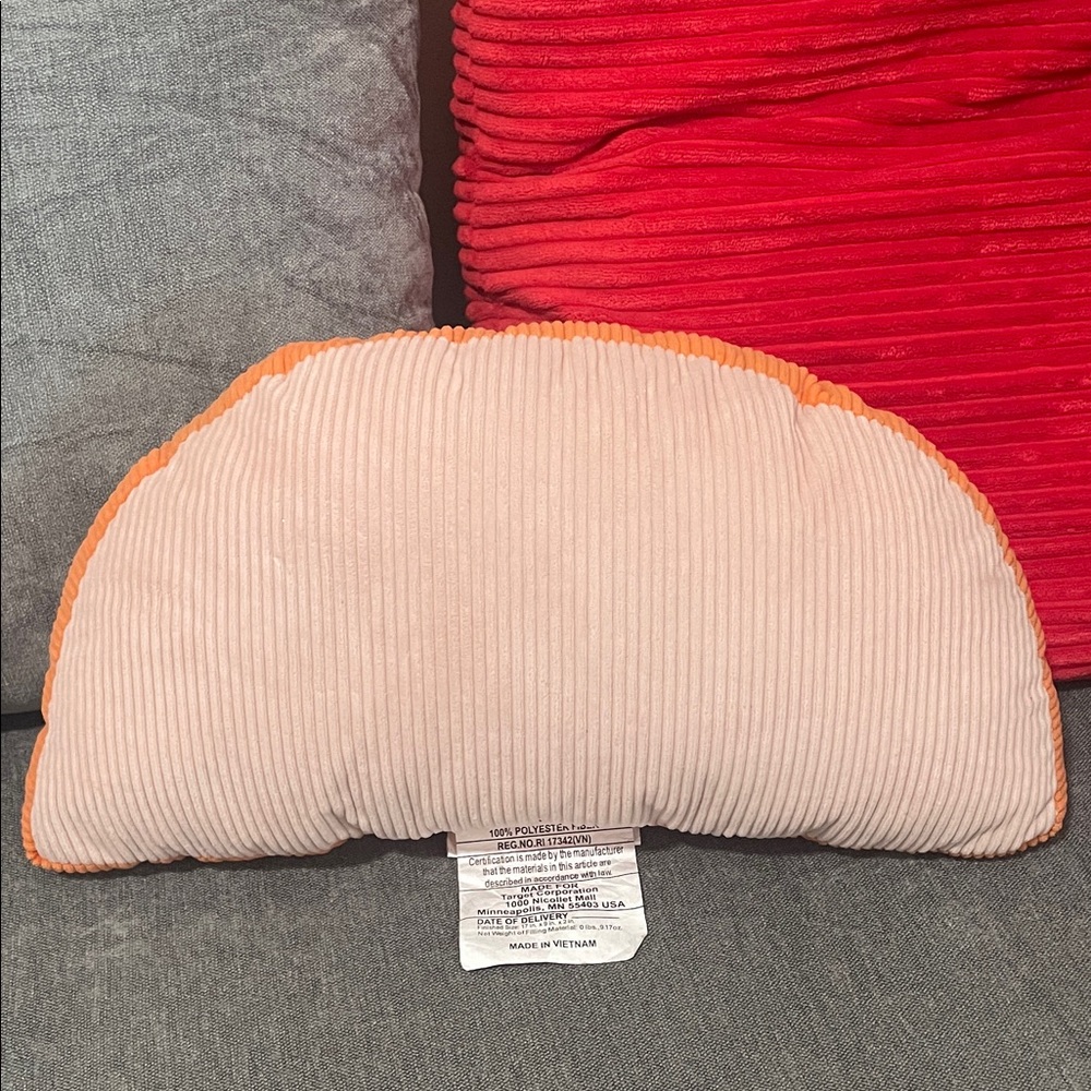 Room Essentials Cream Corduroy Accent Pillow with Orange Edge
